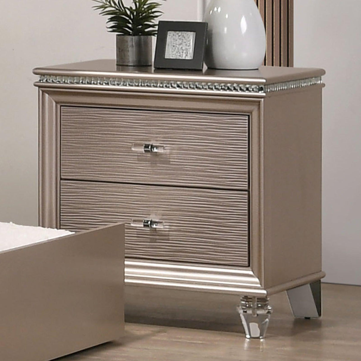Allie Rose Gold Night Stand by Furniture of America at Eve Furniture
