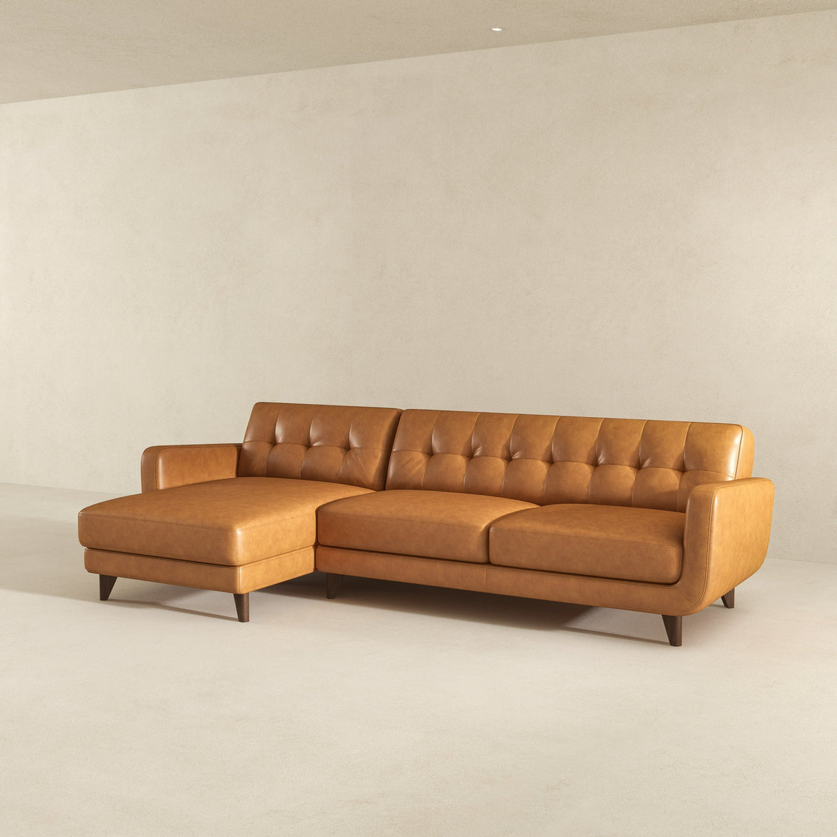 Allison Left-Facing Tan Leather Sectional Sofa by Ashcroft Imports at Eve Furniture
