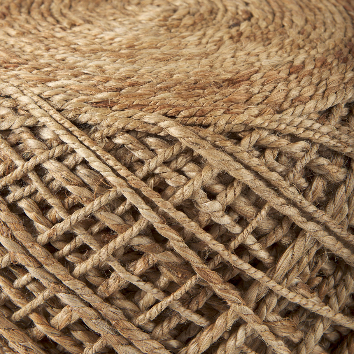 Allium Brown Handwoven Wool Cylindrical Pouf by Mercana at Eve Furniture