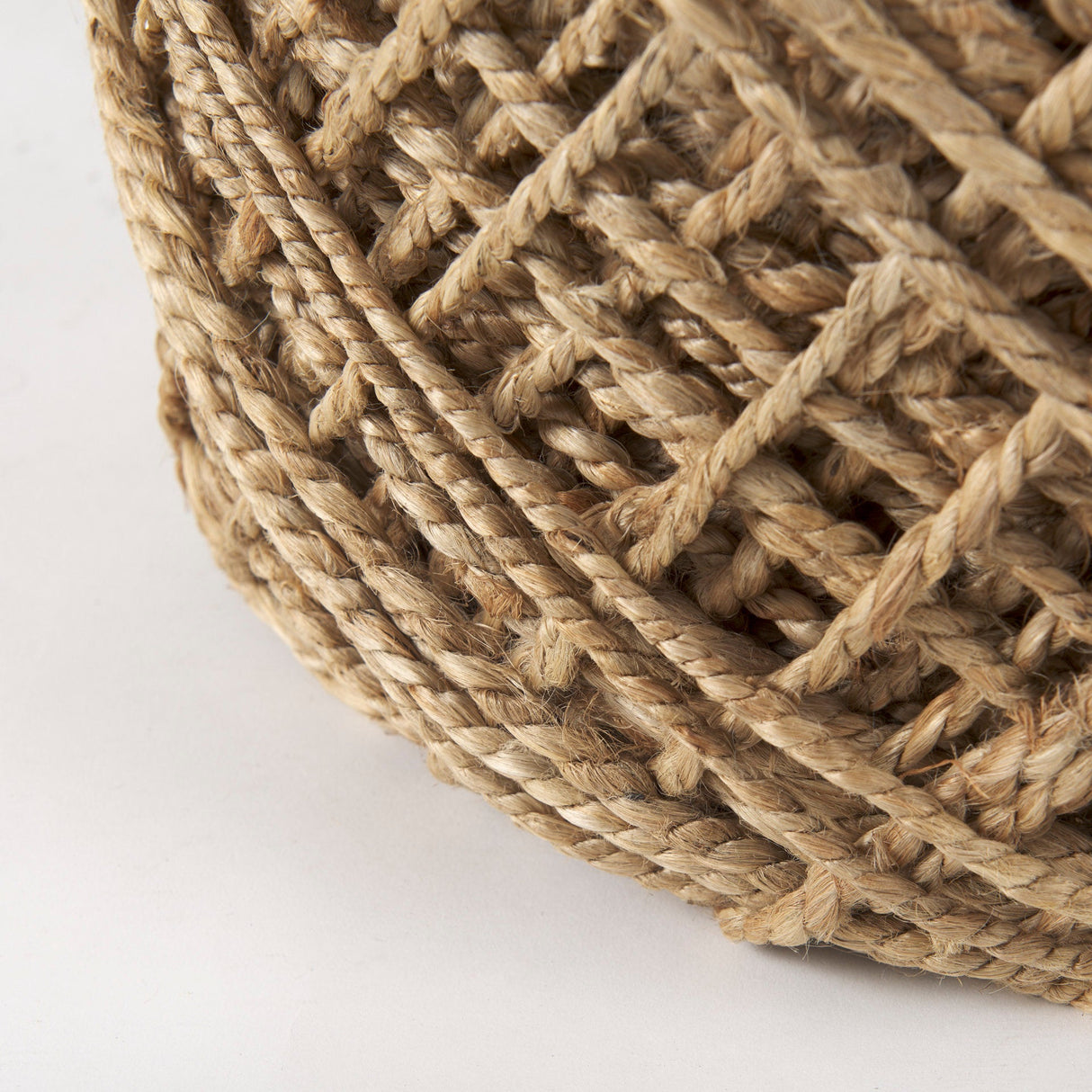 Allium Brown Handwoven Wool Cylindrical Pouf by Mercana at Eve Furniture