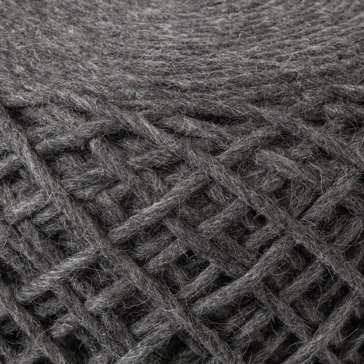 Allium Dark Gray Handwoven Wool Cylindrical Pouf by Mercana at Eve Furniture