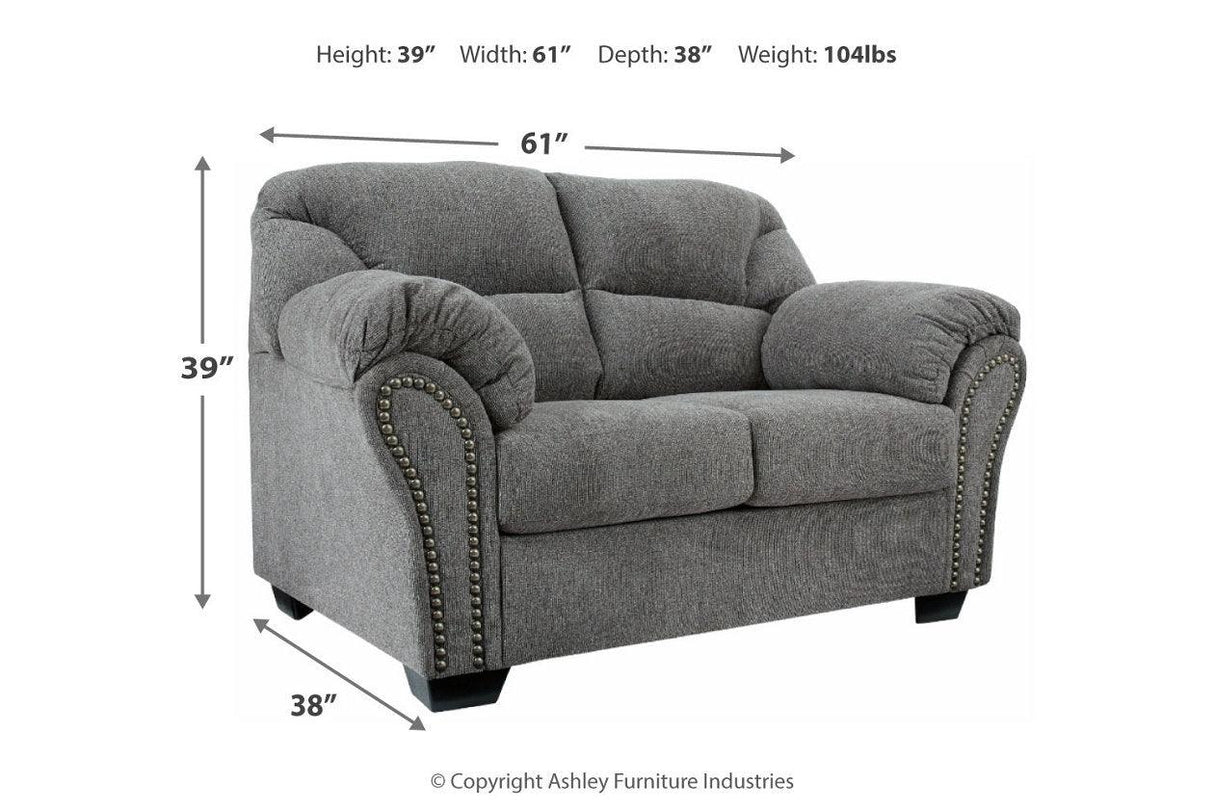 Allmaxx Pewter Fabric Loveseat by Ashley at Eve Furniture