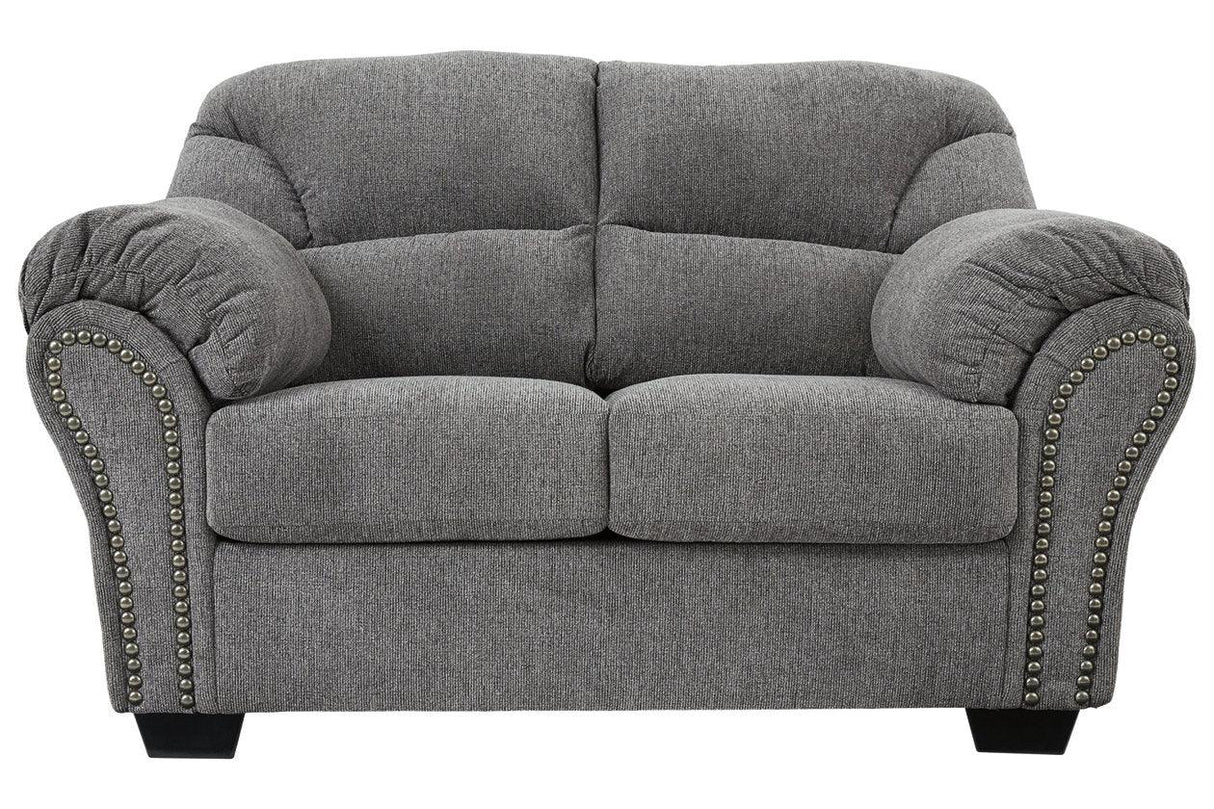 Allmaxx Pewter Fabric Loveseat by Ashley at Eve Furniture
