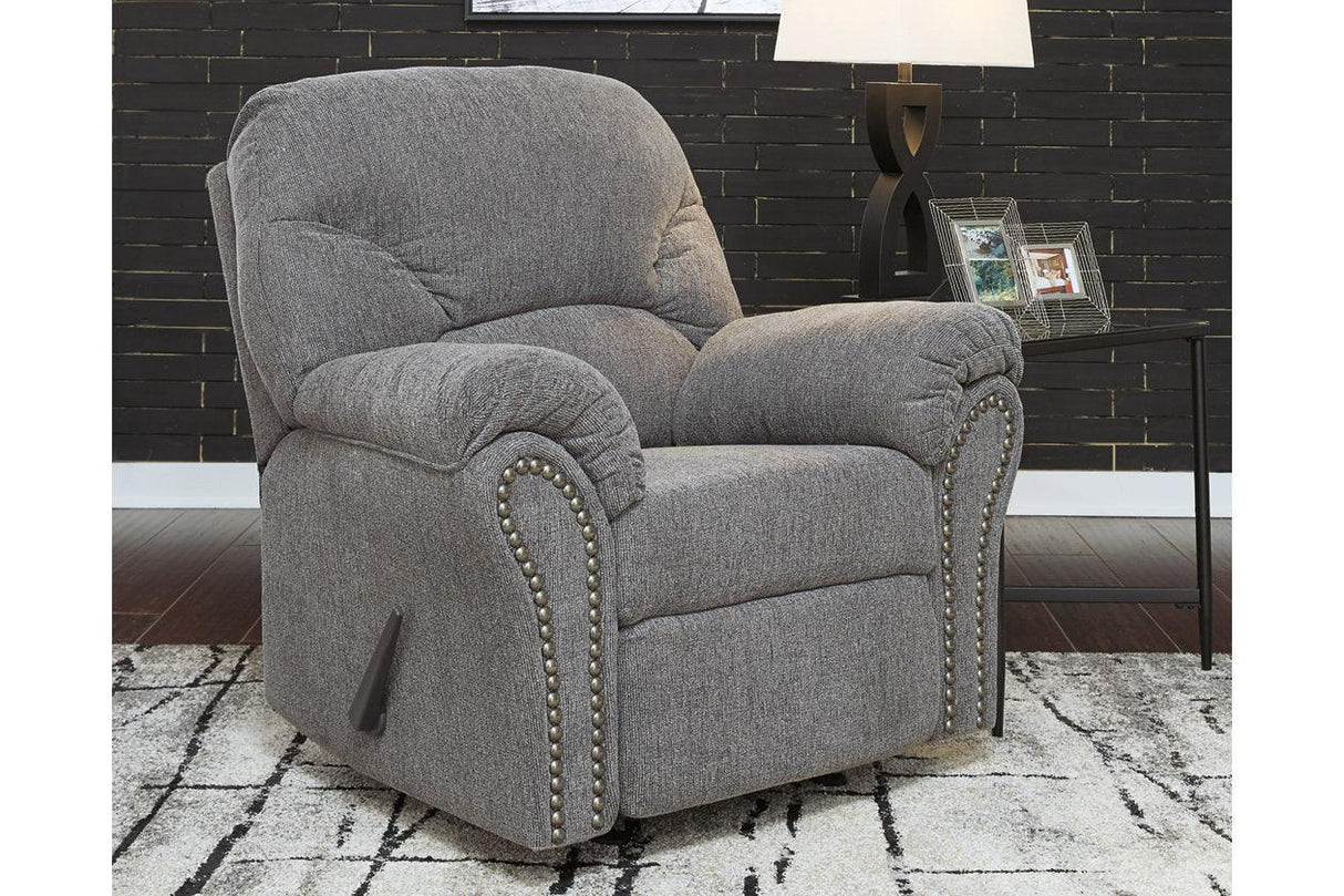 Allmaxx Pewter Fabric Recliner by Ashley at Eve Furniture