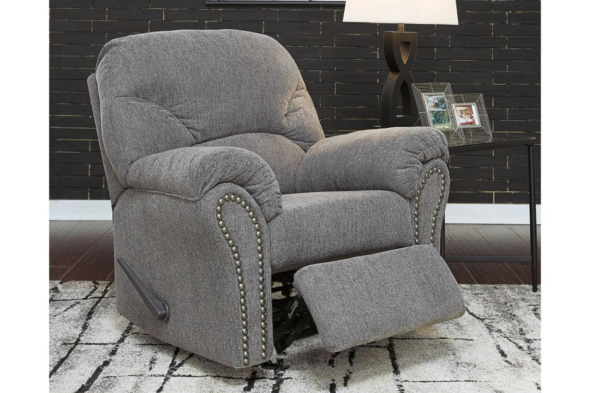Allmaxx Pewter Fabric Recliner by Ashley at Eve Furniture