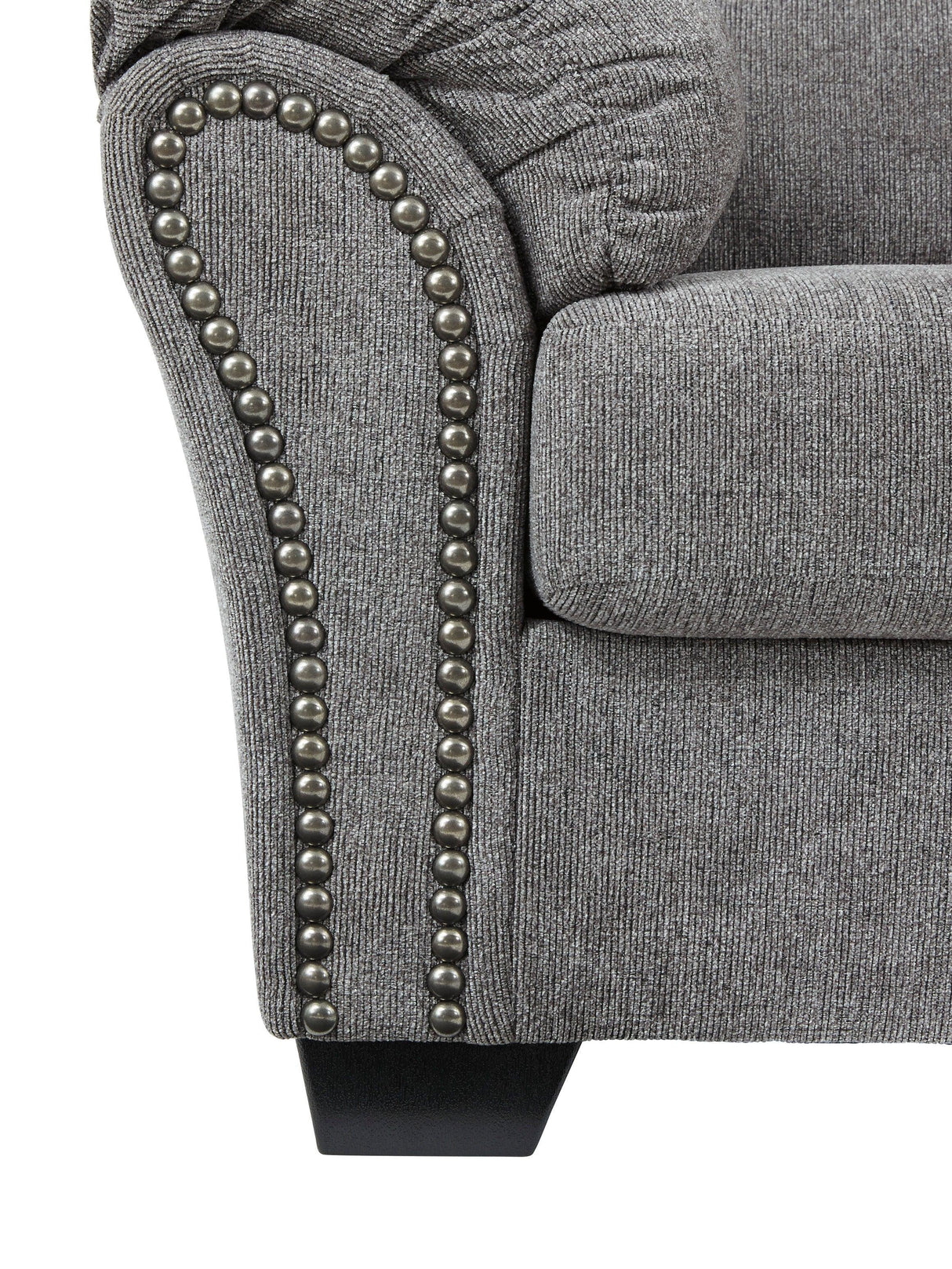 Allmaxx Pewter Fabric Sofa and Loveseat by Ashley at Eve Furniture