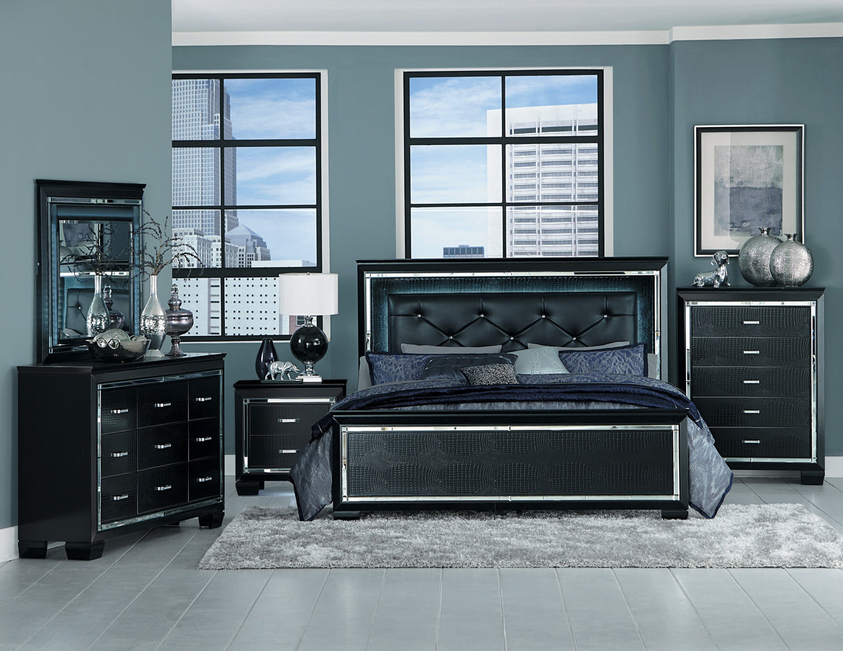 Allura Black California King LED Upholstered Panel Bed by Homelegance at Eve Furniture