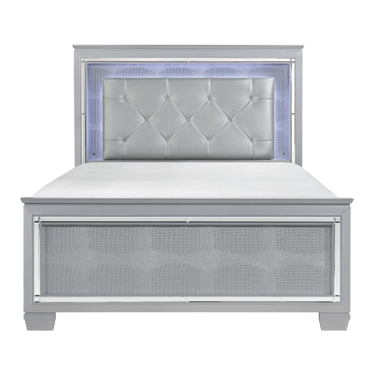 Allura Silver California King LED Upholstered Panel Bed by Homelegance at Eve Furniture