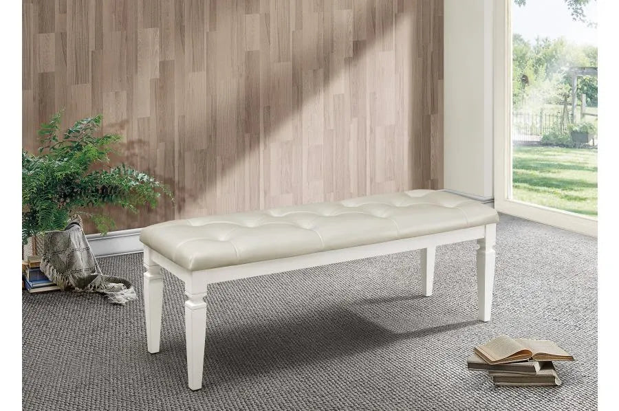 Allura White Bedroom Bench by Homelegance at Eve Furniture