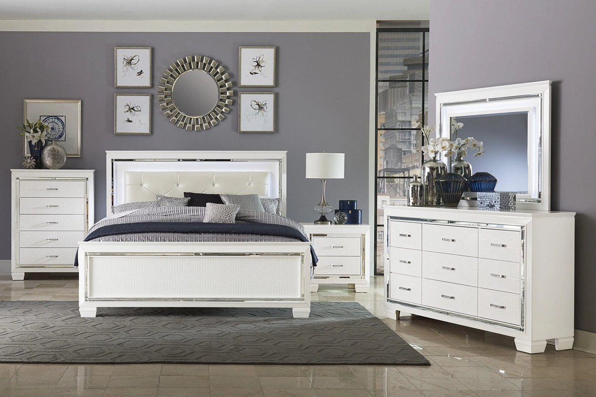 Allura White LED Upholstered Panel Youth Bedroom Set by Homelegance at Eve Furniture
