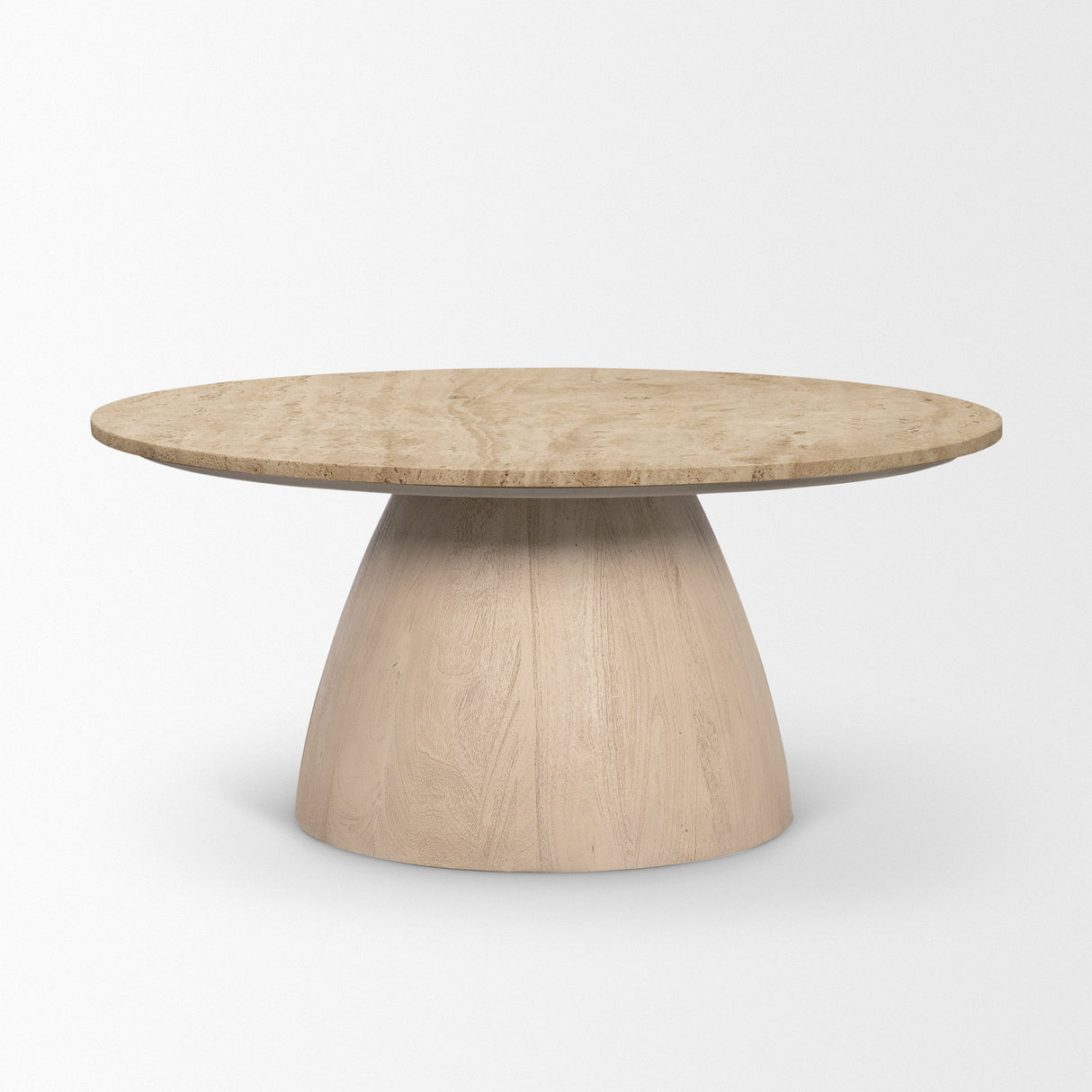 Allyson 36" Light Wood Base w/ Travertine Top Coffee Table by Mercana at Eve Furniture