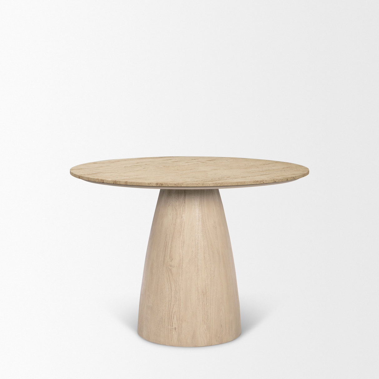 Allyson 42" Light Wood Base w/ Travertine Top Dining Table by Mercana at Eve Furniture