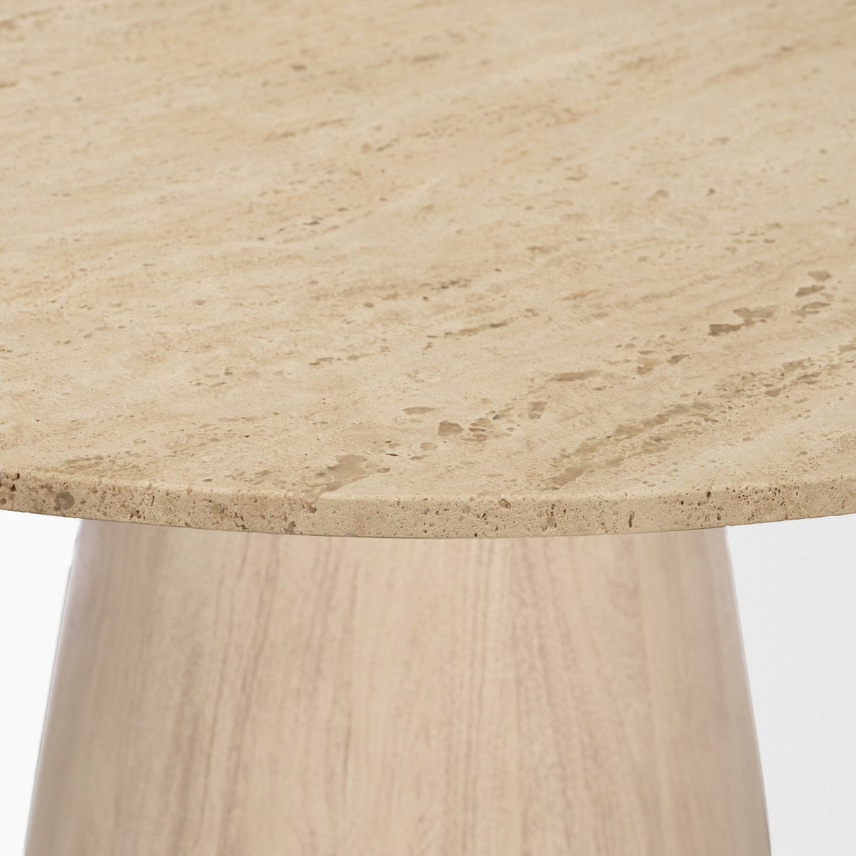 Allyson 42" Light Wood Base w/ Travertine Top Dining Table by Mercana at Eve Furniture