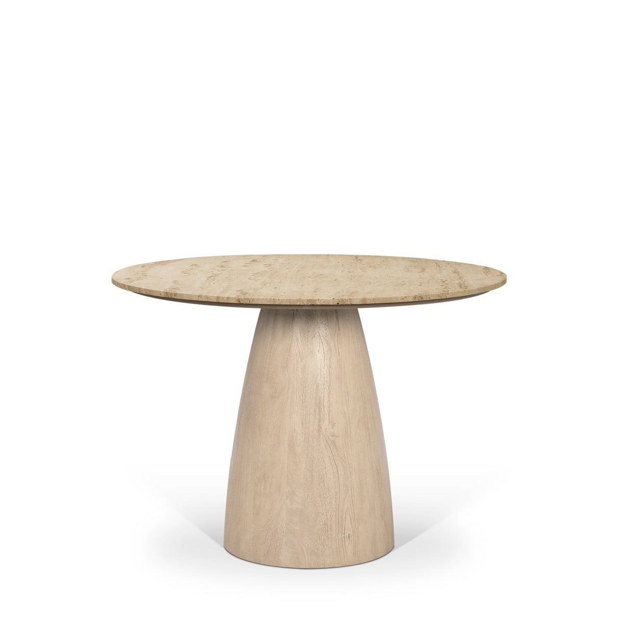 Allyson 42" Light Wood Base w/ Travertine Top Dining Table by Mercana at Eve Furniture