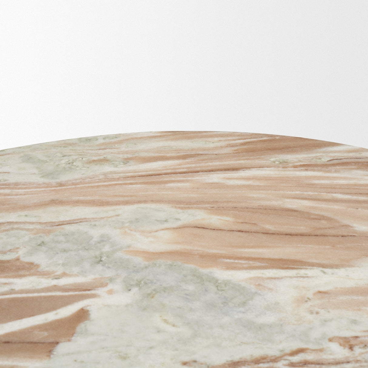 Allyson Round Brown Pedestal w/ Pink Marble Top Coffee Table by Mercana at Eve Furniture