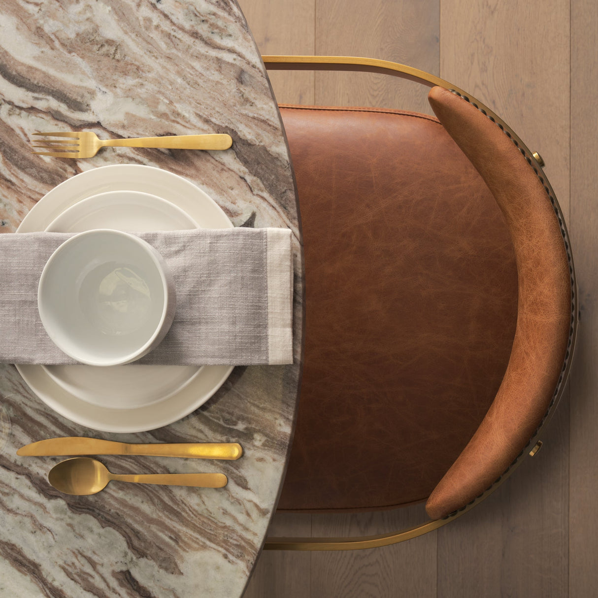 Allyson Round Brown Pedestal w/ Pink Marble Top Dining Table by Mercana at Eve Furniture
