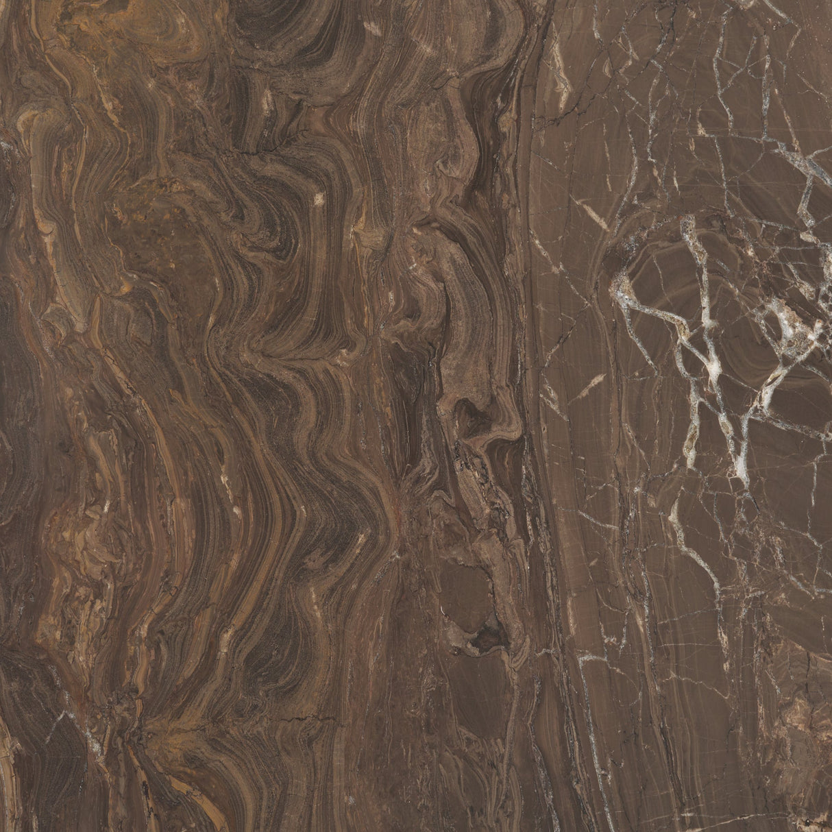Allyson Round Dark Brown w/ Cappuccino Marble Pedestal Dining Table by Mercana at Eve Furniture