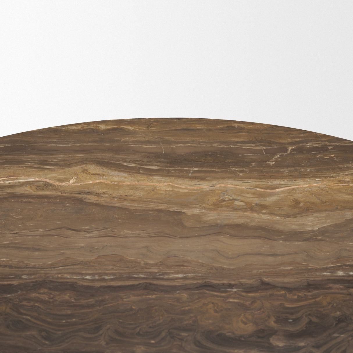 Allyson Round Dark Brown w/ Cappuccino Marble Pedestal Dining Table by Mercana at Eve Furniture