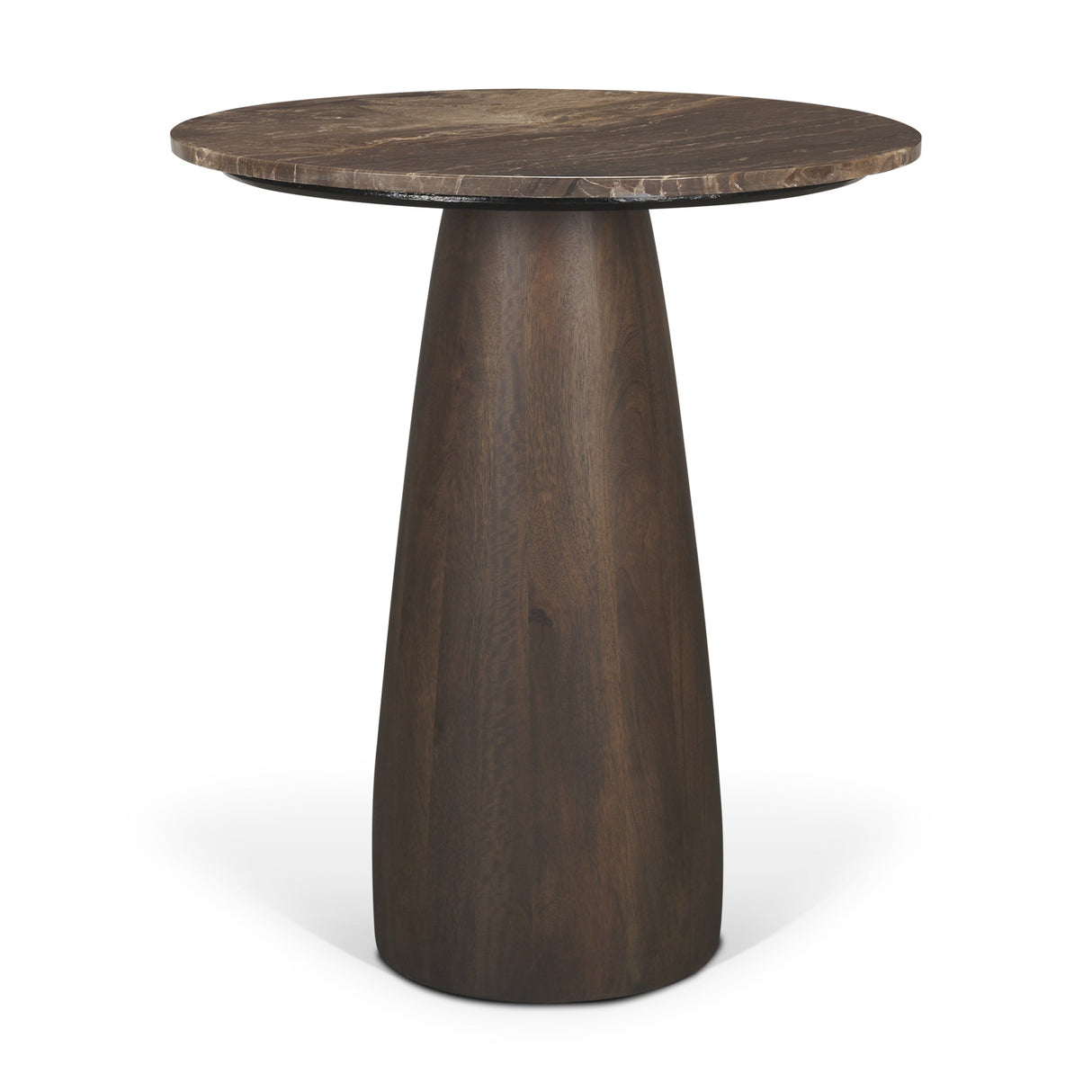 Allyson Round Dark Brown wood w/ Cappuccino Marble Top Bistro Table by Mercana at Eve Furniture