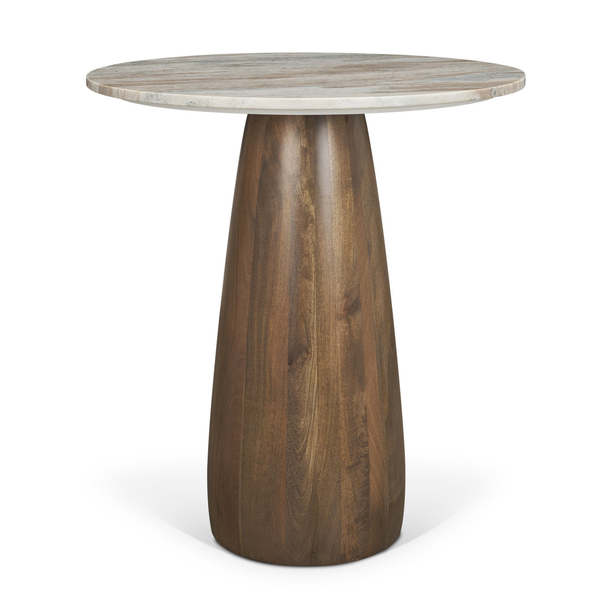 Allyson Round Medium Brown Wood w/ Pink Marble Top Bistro Table by Mercana at Eve Furniture