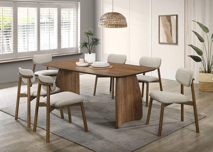 Alnwick Walnut/Beige 7-Piece Dining Room Set by Furniture of America at Eve Furniture