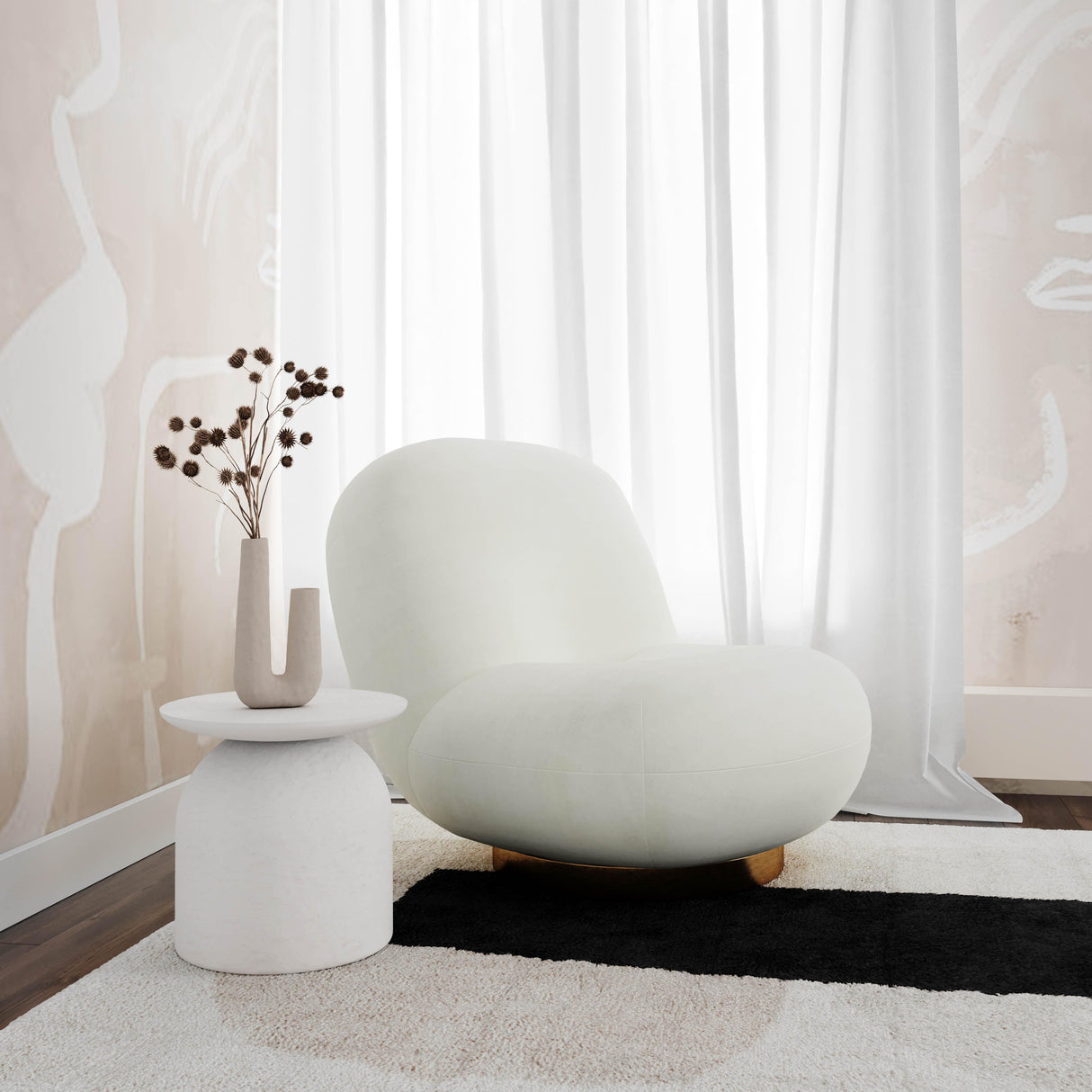 Aloe White Indoor / Outdoor Concrete Side Table by TOV Furniture at Eve Furniture