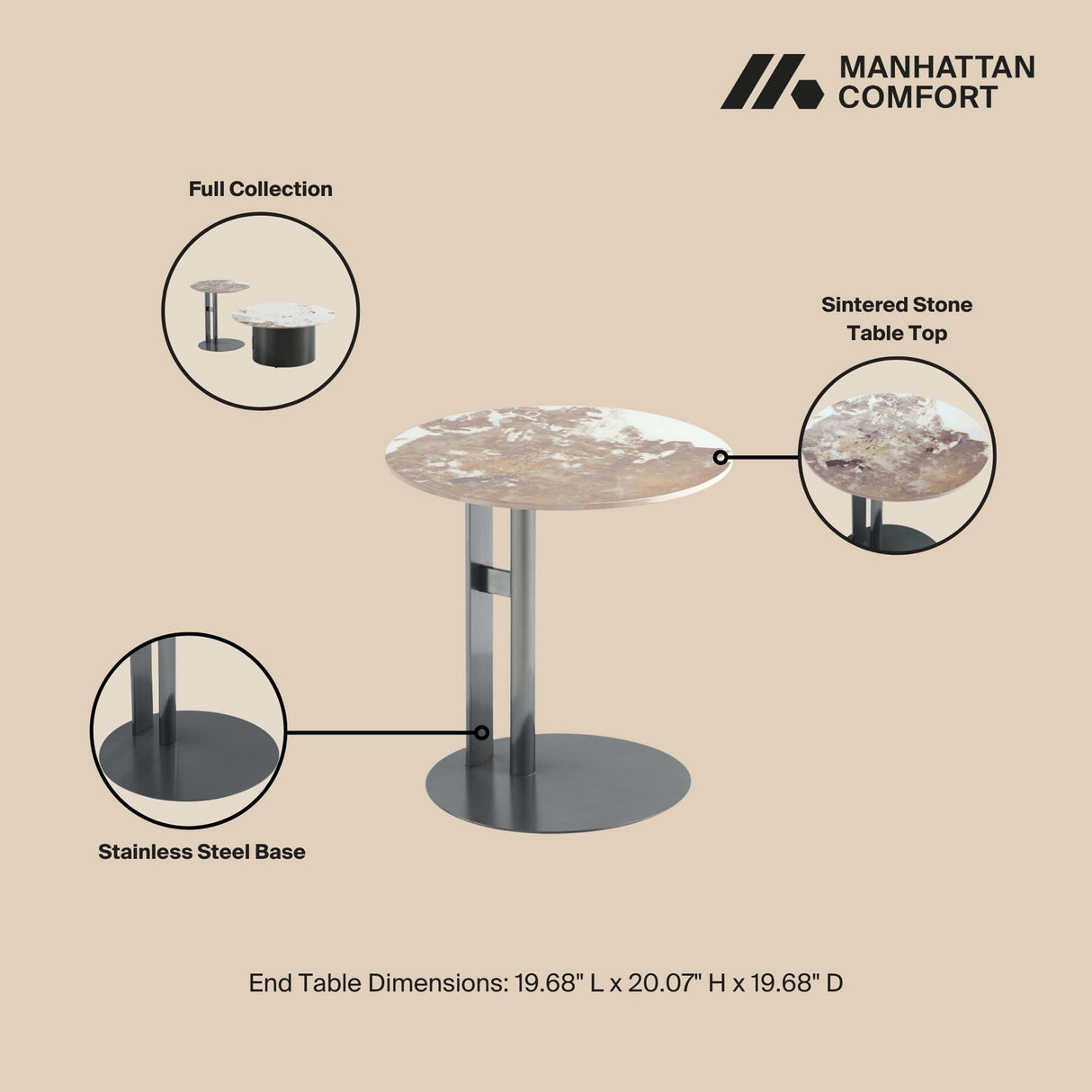 Alondra Coffee Table and End Table in Black (set of 2) by Manhattan Comfort at Eve Furniture