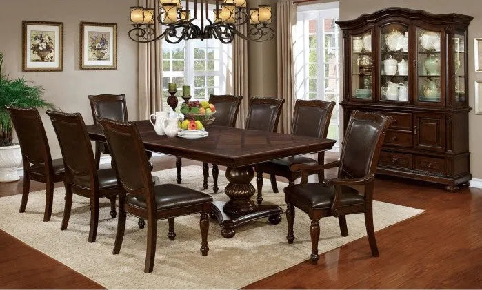 Alpena Brown Cherry 9-Piece Dining Room Set by Furniture of America at Eve Furniture