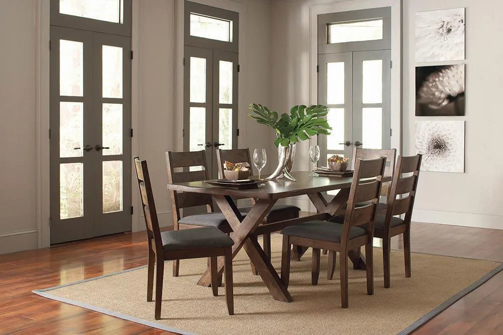 Alston Knotty Nutmeg X-Shaped Dining Table by Coaster at Eve Furniture