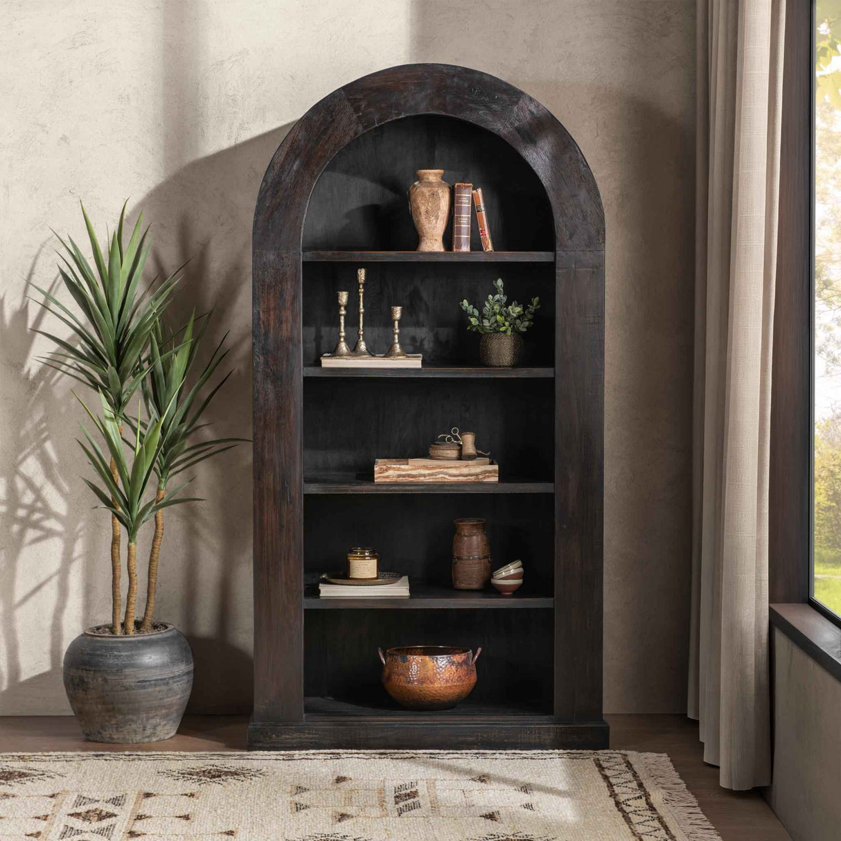 Alta Arch Charcoal Haze Bookcase by Classic Home at Eve Furniture