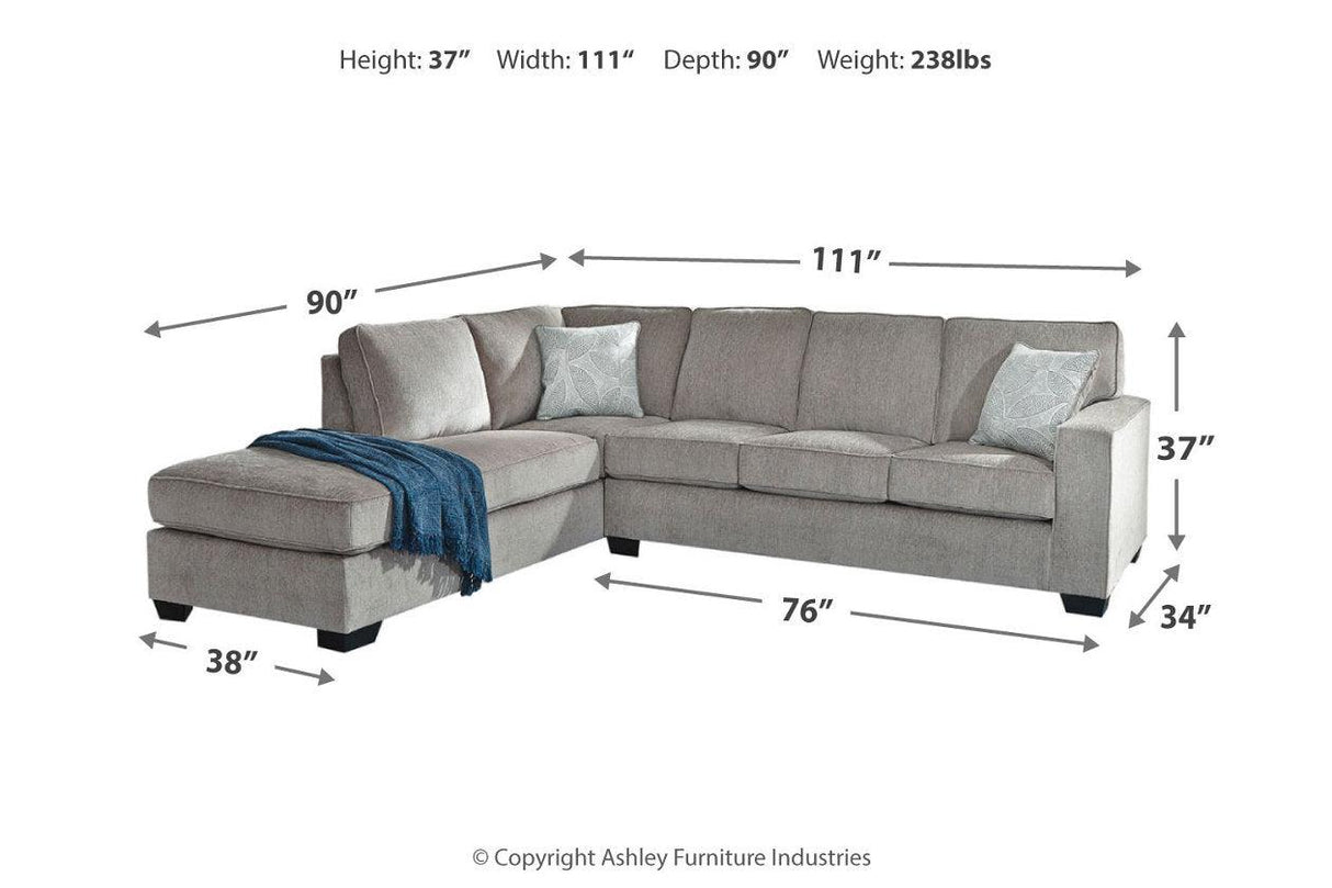 Altari Alloy 2-Piece Left Arm Facing Chaise Sectional by Ashley at Eve Furniture