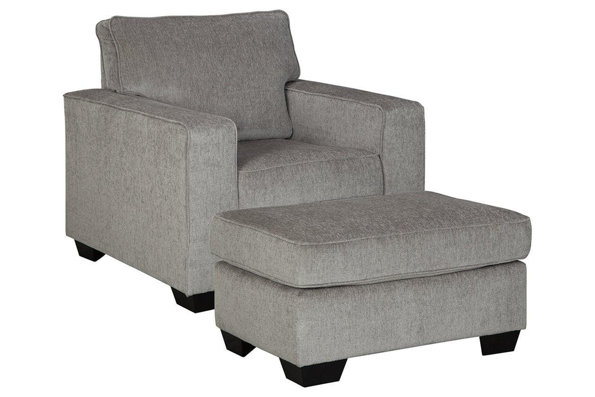 Altari Alloy Chair and Ottoman by Ashley at Eve Furniture