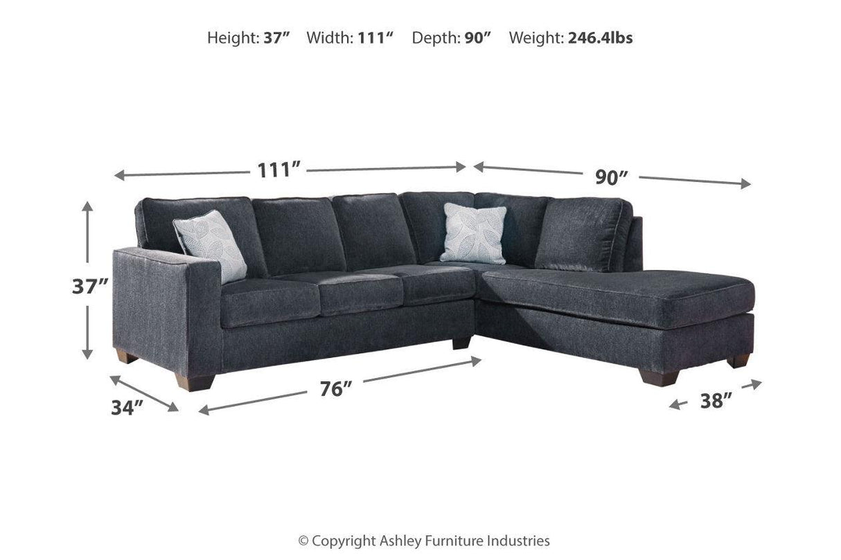 Altari Slate 2-Piece Right Arm Facing (RAF) Chaise Sectional by Ashley at Eve Furniture
