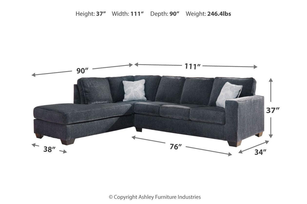 Altari Slate 2-Piece Sectional with Chaise by Ashley at Eve Furniture