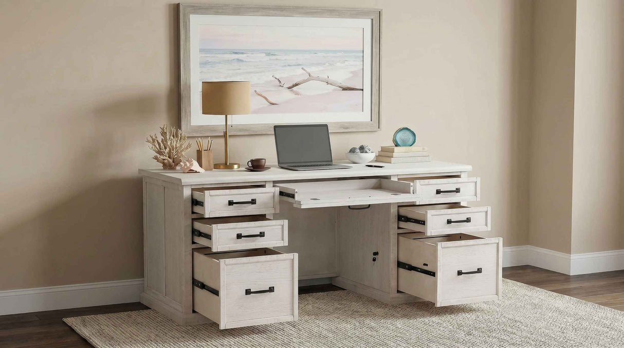 Altidore Distressed White 68-inch 7-drawer Executive Home Office Desk by Coaster at Eve Furniture