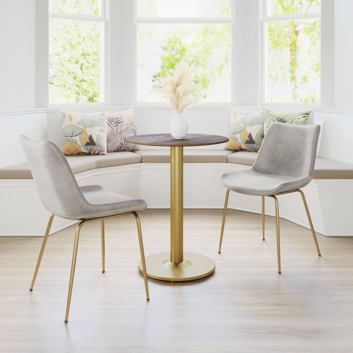 Alto Brown & Gold Bistro Table by Zuomod at Eve Furniture