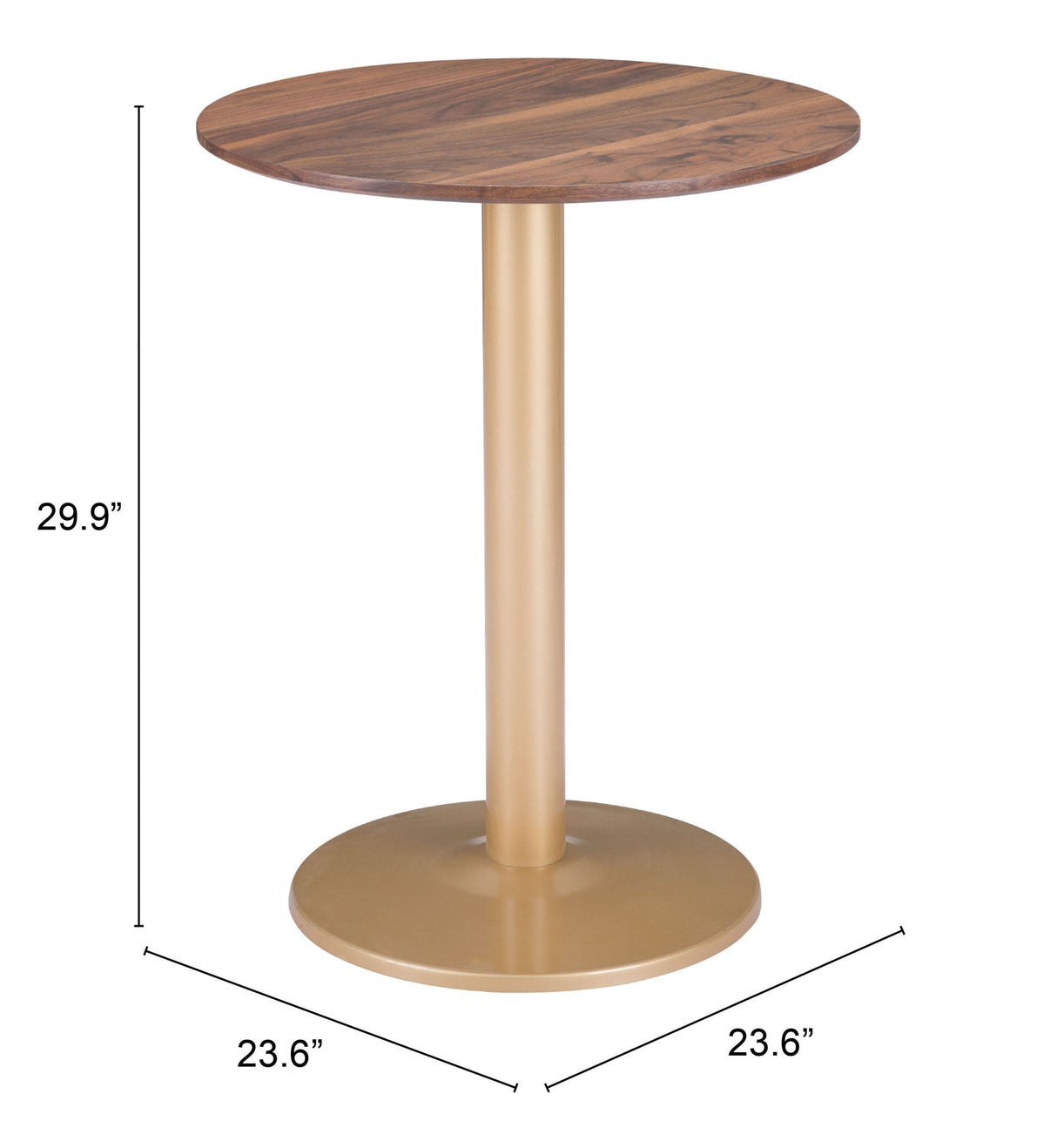 Alto Brown & Gold Bistro Table by Zuomod at Eve Furniture