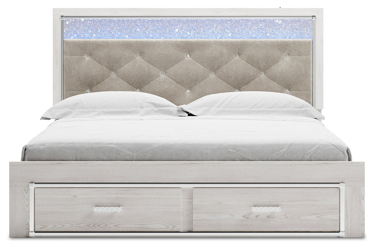 Altyra White King Upholstered Storage Panel Bed by Ashley at Eve Furniture