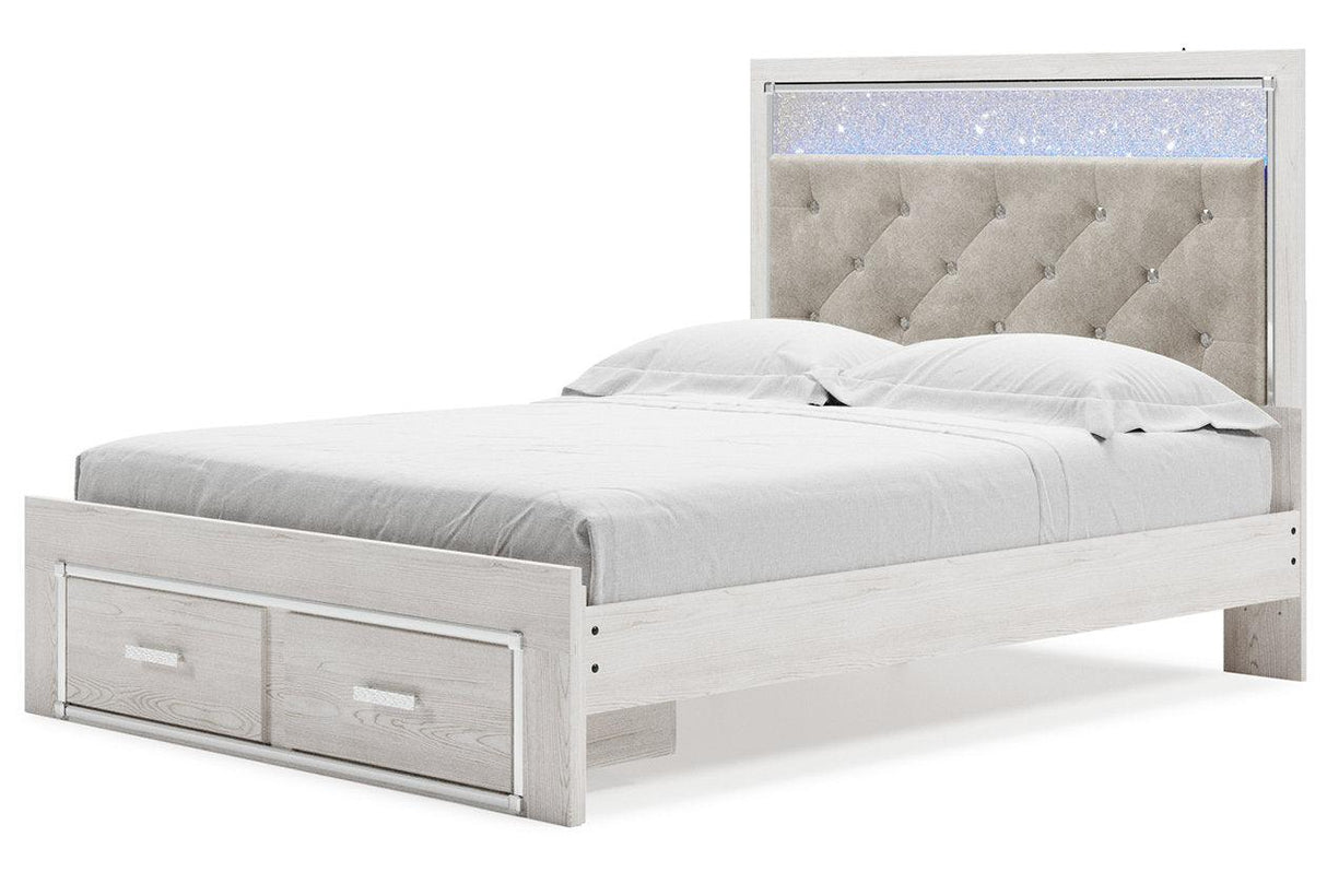 Altyra White Queen Upholstered Storage Platform Bed by Ashley at Eve Furniture