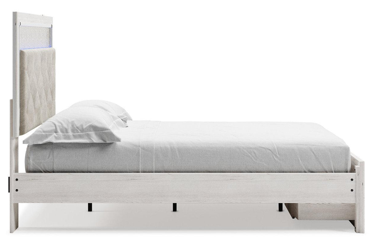 Altyra White Queen Upholstered Storage Platform Bed by Ashley at Eve Furniture