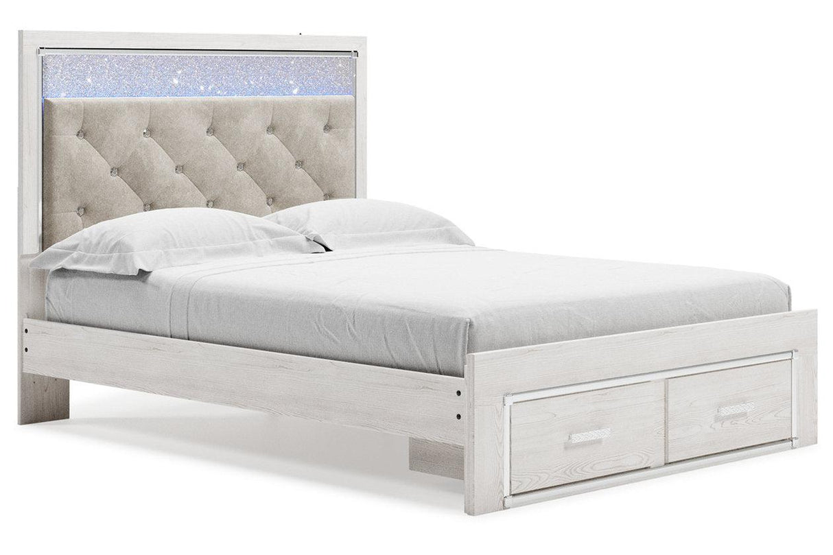 Altyra White Queen Upholstered Storage Platform Bed by Ashley at Eve Furniture