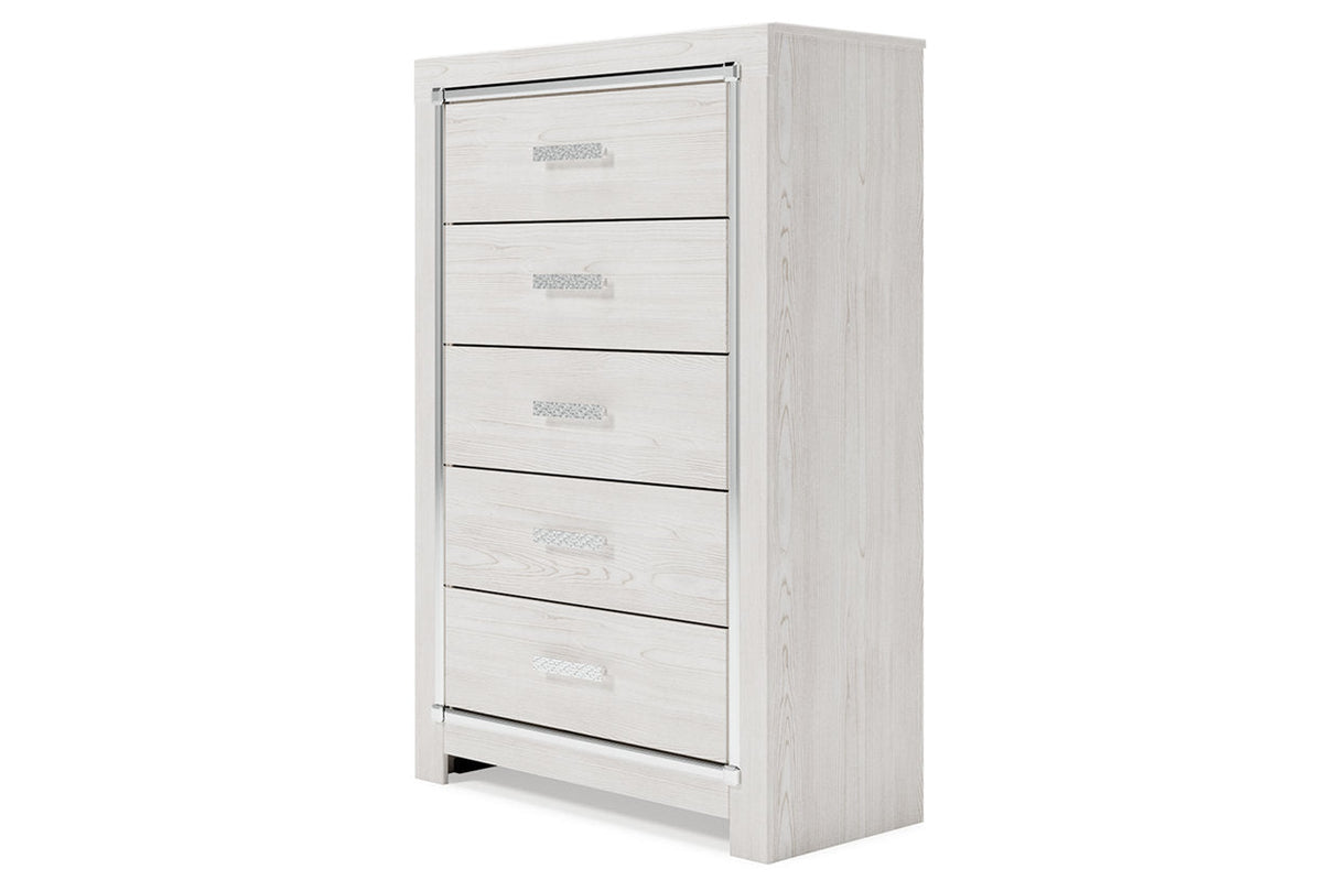 Altyra White Upholstered LED Panel Platform Bedroom Set by Ashley at Eve Furniture