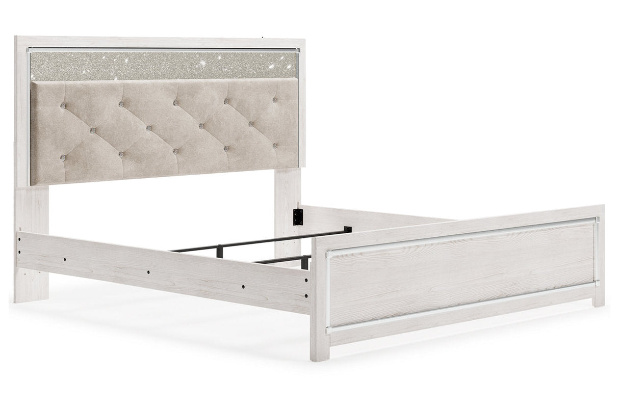 Altyra White Upholstered LED Panel Platform Bedroom Set by Ashley at Eve Furniture