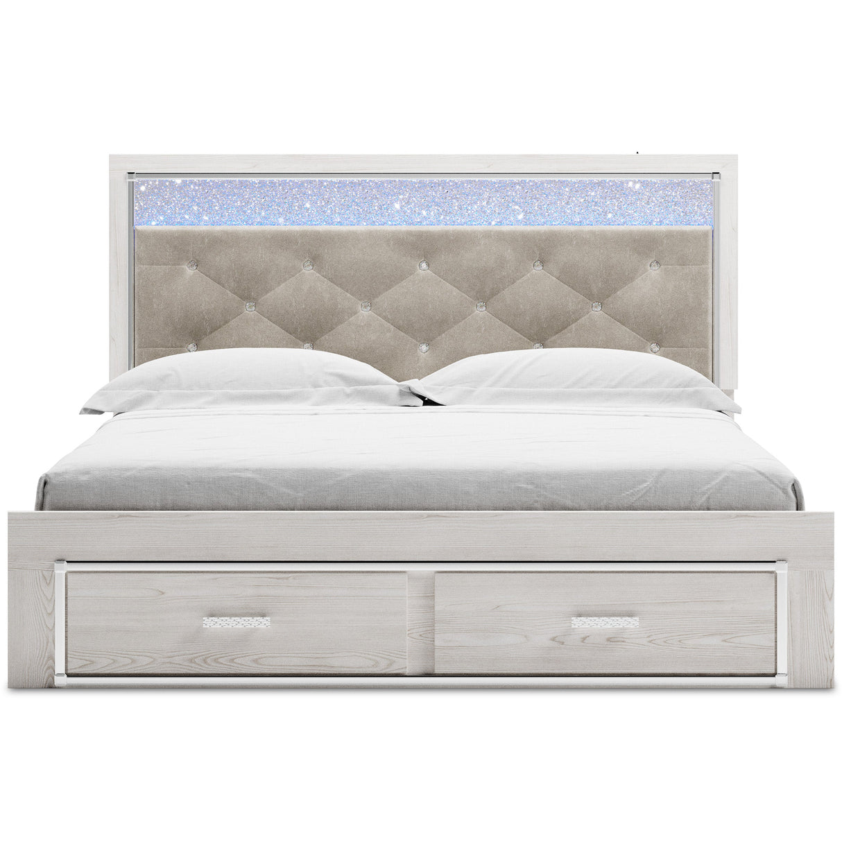 Altyra White Upholstered LED Storage Platform Bedroom Set by Ashley at Eve Furniture