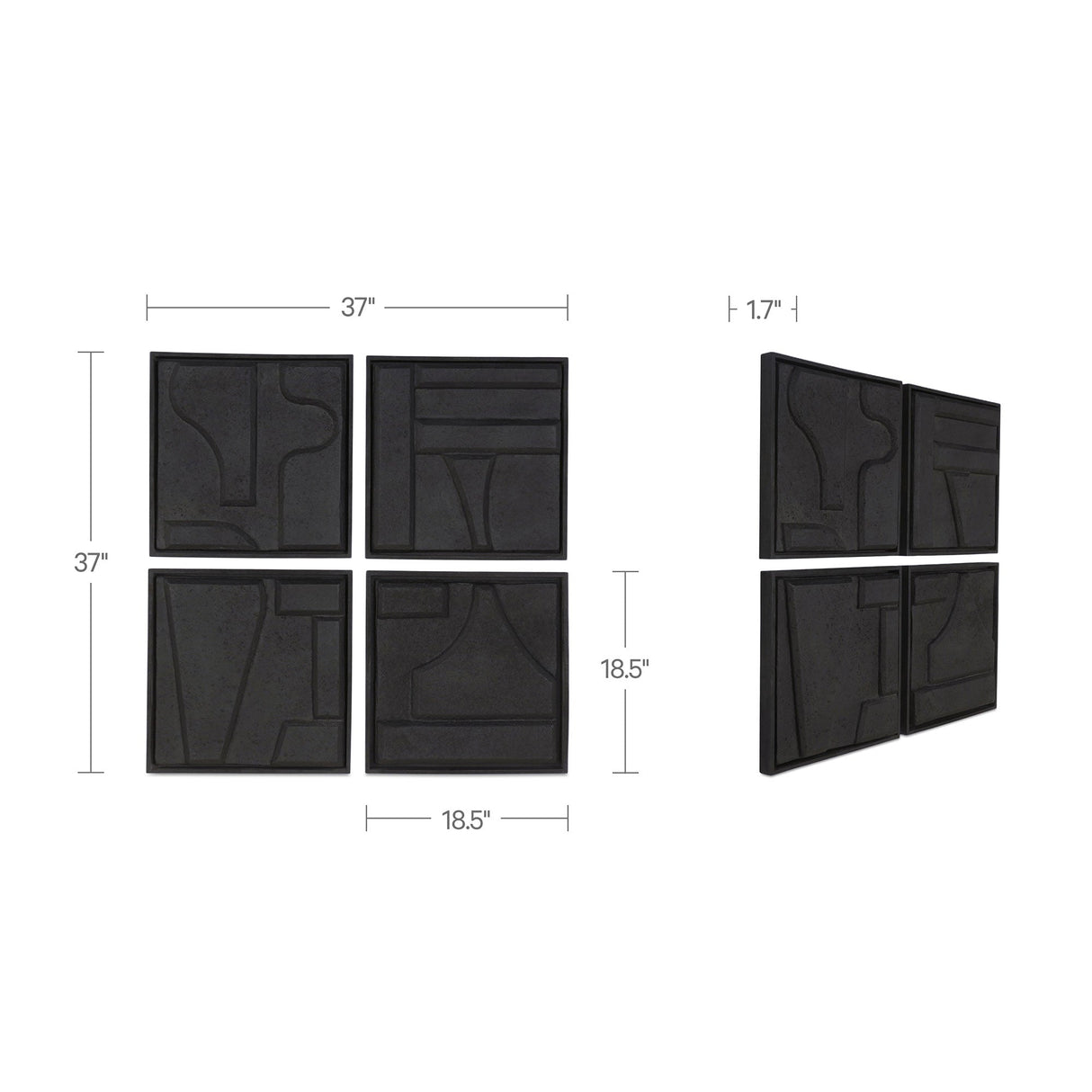 Alva Black Wall Sculpture (Set of 4) by MOES at Eve Furniture