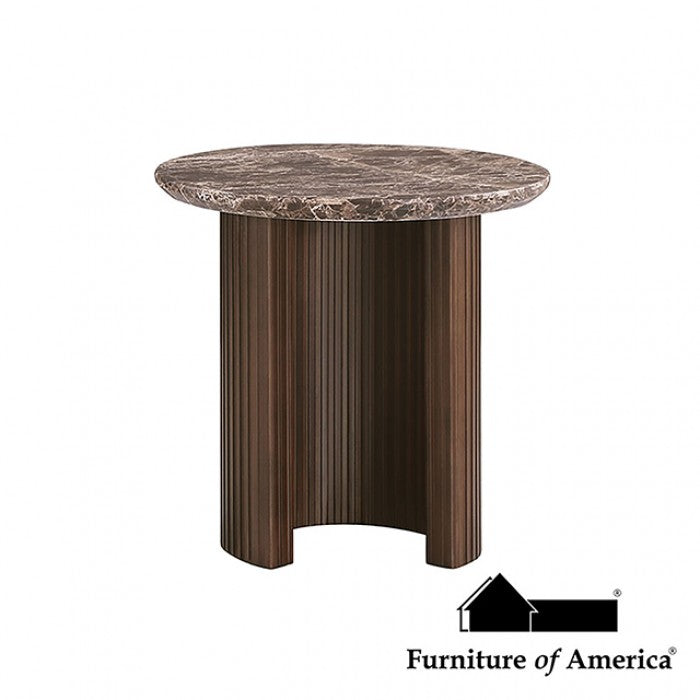 Alvik Dark Brown End Round Table by Furniture of America at Eve Furniture