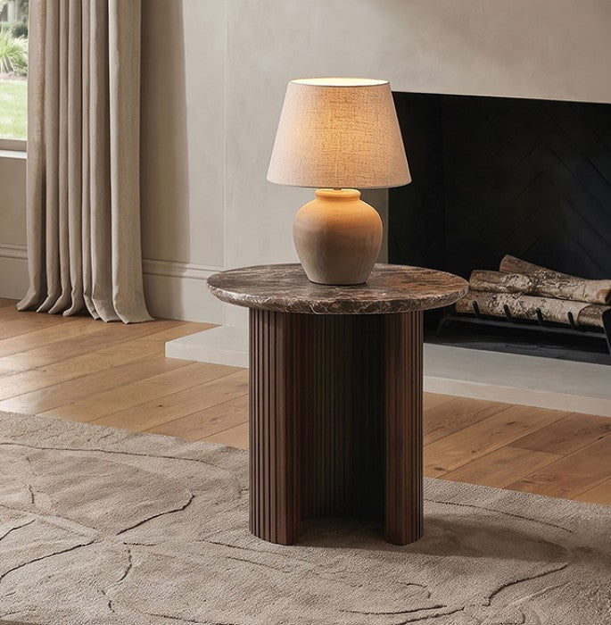 Alvik Dark Brown End Round Table by Furniture of America at Eve Furniture