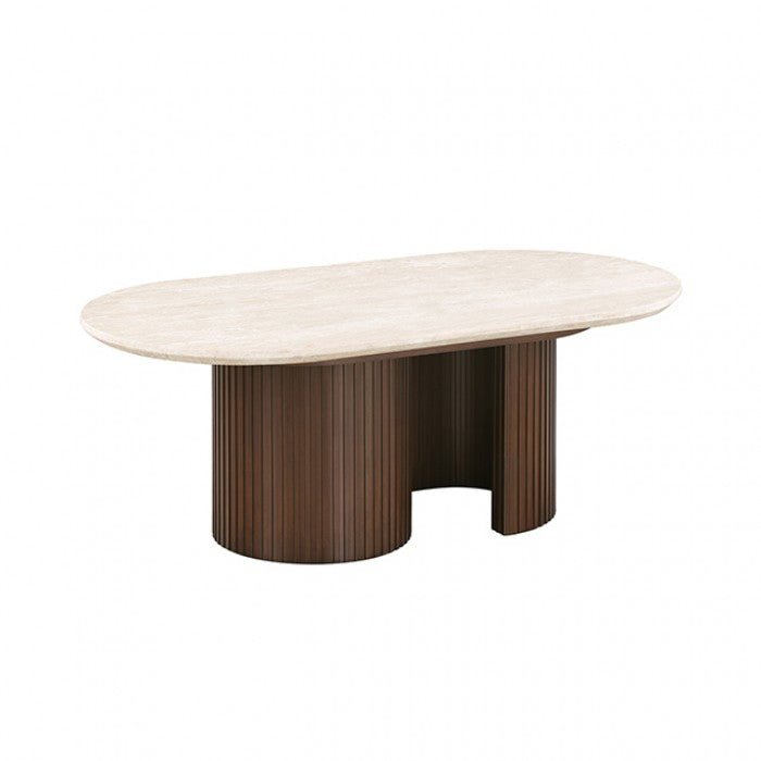 Alvik Light Beige Oval Coffee Table by Furniture of America at Eve Furniture