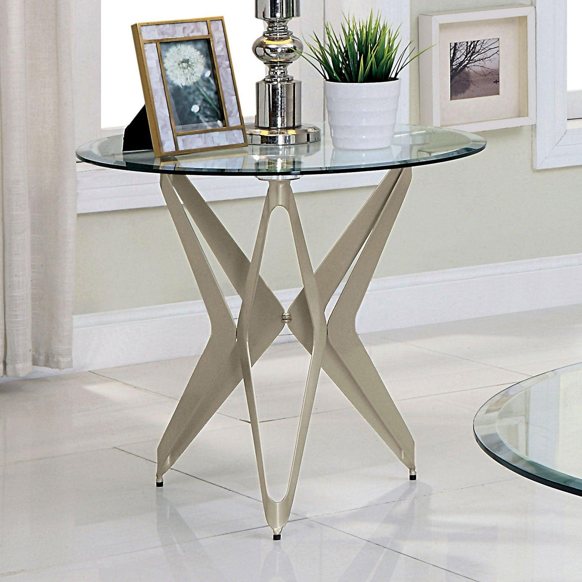 Alvise Champagne End Table by Furniture of America at Eve Furniture