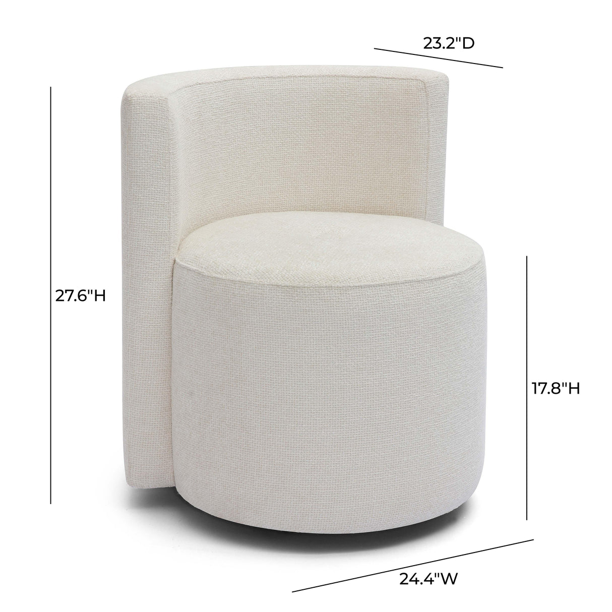 Alyssa Cream Chenille Rolling Desk Chair by TOV Furniture at Eve Furniture